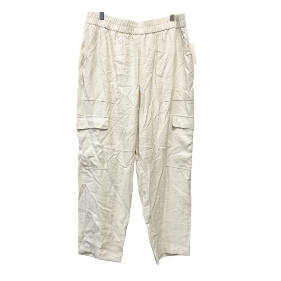 A New Day Women's High Rise Pull On Ankle Cargo Pants Cream Size Large - Picture 2 of 6